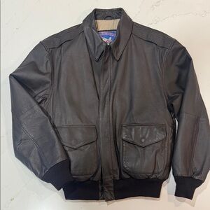 Airborne Dark Brown Leather Bomber Jacket